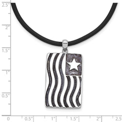 Sentimental Expressions Sterling Silver Rhodium-plated Waves Of Pride 22in Rubber Cord with 2in ext Necklace