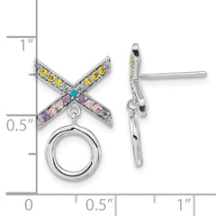 Sophia Jewelers Sterling Silver Multicolor CZ Dangle Earrings Gift Ready