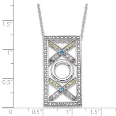 Sophia Jewelers Sterling Silver Love and Kisses Necklace with Multicolor CZ