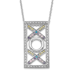 Sentimental Expressions Sterling Silver Polished Multicolor CZ Love and Kisses Necklace