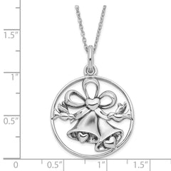 Sterling Silver 925 Antiqued Wedding Bliss Bell Necklace Gift Ready
