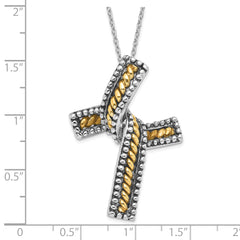 Sophia Jewelers Sterling Silver Gold-Plated Cross Necklace with Gift Box