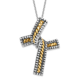 Sentimental Expressions Sterling Silver & Gold-plated Polished & Antiqued Completion Cross Necklace