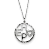 Sterling Silver Antiqued CZ Hope 18in Necklace