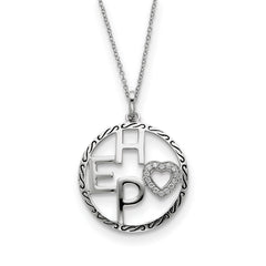 Sterling Silver Antiqued CZ Hope 18in Necklace
