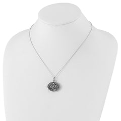Sterling Silver Crown Necklace with Polished Antiqued Finish Gift Ready