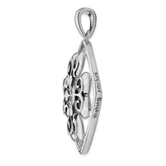 Sterling Silver 925 Necklace with Antiqued Luck Charm 18in