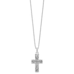 Sentimental Expressions Sterling Silver Rhodium-plated Antiqued Cross Ash Holder 18 Inch Necklace