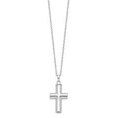 Sentimental Expressions Sterling Silver Rhodium-plated Antiqued Cross Ash Holder 18 Inch Necklace