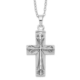 Sentimental Expressions Sterling Silver Rhodium-plated Antiqued Cross Ash Holder 18 Inch Necklace