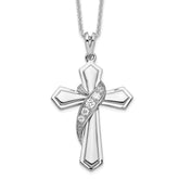 Sentimental Expressions Sterling Silver Rhodium-plated CZ My Journey Of Hope 18in Cross Necklace