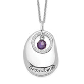 Sentimental Expressions Sterling Silver Rhodium-plated Antiqued CZ For You Grandma 18in. Necklace