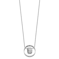 Sentimental Expressions Sterling Silver Rhodium-plated CZ Antiqued Mother and Daughter 18 Inch Necklace
