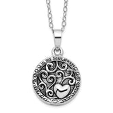 Sentimental Expressions Sterling Silver Antiqued In My Heart Ash Holder 18 Inch Necklace