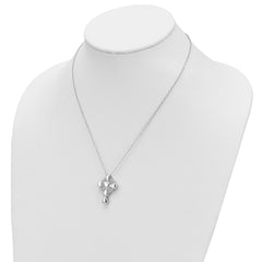 Sentimental Expressions Sterling Silver Rhodium-plated CZ Memory Cross Locket 18in Necklace