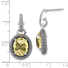 Sterling Silver 14K Accented Lemon Quartz Dangle Earrings for Women