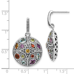 Sophia Jewelers Sterling Silver/14K Gold Dangle Earrings with Gemstone Accents