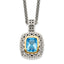 Shey Couture Sterling Silver with 14K Accent 18 Inch Antiqued Cushion Bezel Light Swiss Blue Topaz Necklace