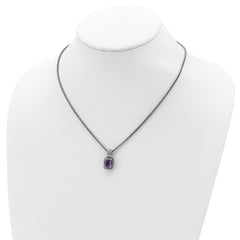 Shey Couture Sterling Silver with 14K Accent 18 inch Antiqued Cushion Amethyst Necklace