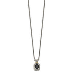 Shey Couture Sterling Silver with 14K Accent 18 inch Antiqued Black Onyx Necklace