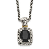 Shey Couture Sterling Silver with 14K Accent 18 inch Antiqued Black Onyx Necklace