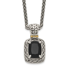 Shey Couture Sterling Silver with 14K Accent 18 inch Antiqued Black Onyx Necklace