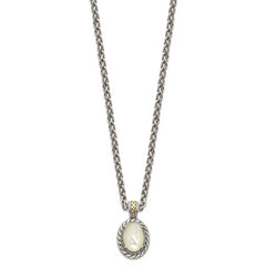 Shey Couture Sterling Silver with 14K Accent 18 Inch Antiqued Mother Of Pearl Necklace