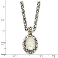 Shey Couture Sterling Silver with 14K Accent 18 Inch Antiqued Mother Of Pearl Necklace