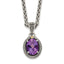 Accent Oval Amethyst Necklace in Sterling Silver, Antiqued, 18 Inch - Sophia Jewelers