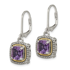 Sophia Jewelers Sterling Silver 14K Gold Amethyst Leverback Earrings