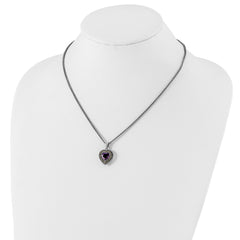 Sterling Silver & 14K Gold Amethyst Heart Necklace Vintage Inspired Elegance