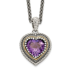 Shey Couture Sterling Silver with 14K Accent 18 inch Antiqued Amethyst Heart Necklace