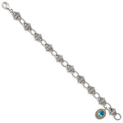 Sophia Jewelers Sterling Silver 14K Gold SwiSterling Silver Blue Topaz Bracelet