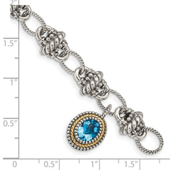 Sophia Jewelers Sterling Silver 14K Gold SwiSterling Silver Blue Topaz Bracelet
