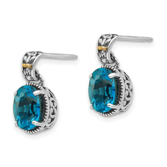 Sophia Jewelers Sterling Silver London Blue Topaz Earrings with 14K Gold Accent