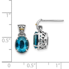 Sophia Jewelers Sterling Silver London Blue Topaz Earrings with 14K Gold Accent