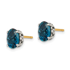 Sophia Jewelers Sterling Silver & 14K Accented Blue Topaz Stud Earrings