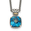 Shey Couture Sterling Silver with 14K Accent 18 Inch Antiqued Cushion London Blue Topaz Necklace