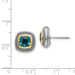 Shey Couture Sterling Silver Earrings with 14K Gold Accents and Blue Topaz