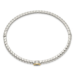 Sterling Silver 14K Gold London Blue Topaz Bangle Elegant Design