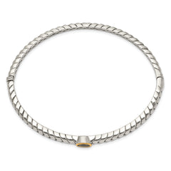 Sophia Jewelers Sterling Silver 14K Gold Peridot Bangle with Hinged Design