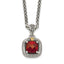 Shey Couture Sterling Silver with 14K Accent 18 Inch Antiqued Checkerboard Bezel Garnet Necklace