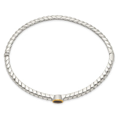 Shey Couture Sterling Silver 14K Gold Garnet Bangle Bracelet Vintage Elegance