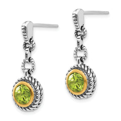 Sophia Jewelers Sterling Silver Peridot Gold Tone Dangle Earrings Vintage Inspired