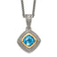 Shey Couture Sterling Silver with 14K Accent 18 Inch Antiqued Cushion Bezel Sky Blue Topaz Necklace