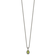 Shey Couture Sterling Silver with 14K Accent 18 Inch Antiqued Pear Shaped Peridot Necklace