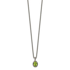 Shey Couture Sterling Silver with 14K Accent 18 Inch Antiqued Peridot Oval Necklace