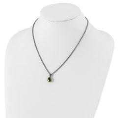 Shey Couture Sterling Silver with 14K Accent 18 Inch Antiqued Oval Peridot and Diamond Necklace