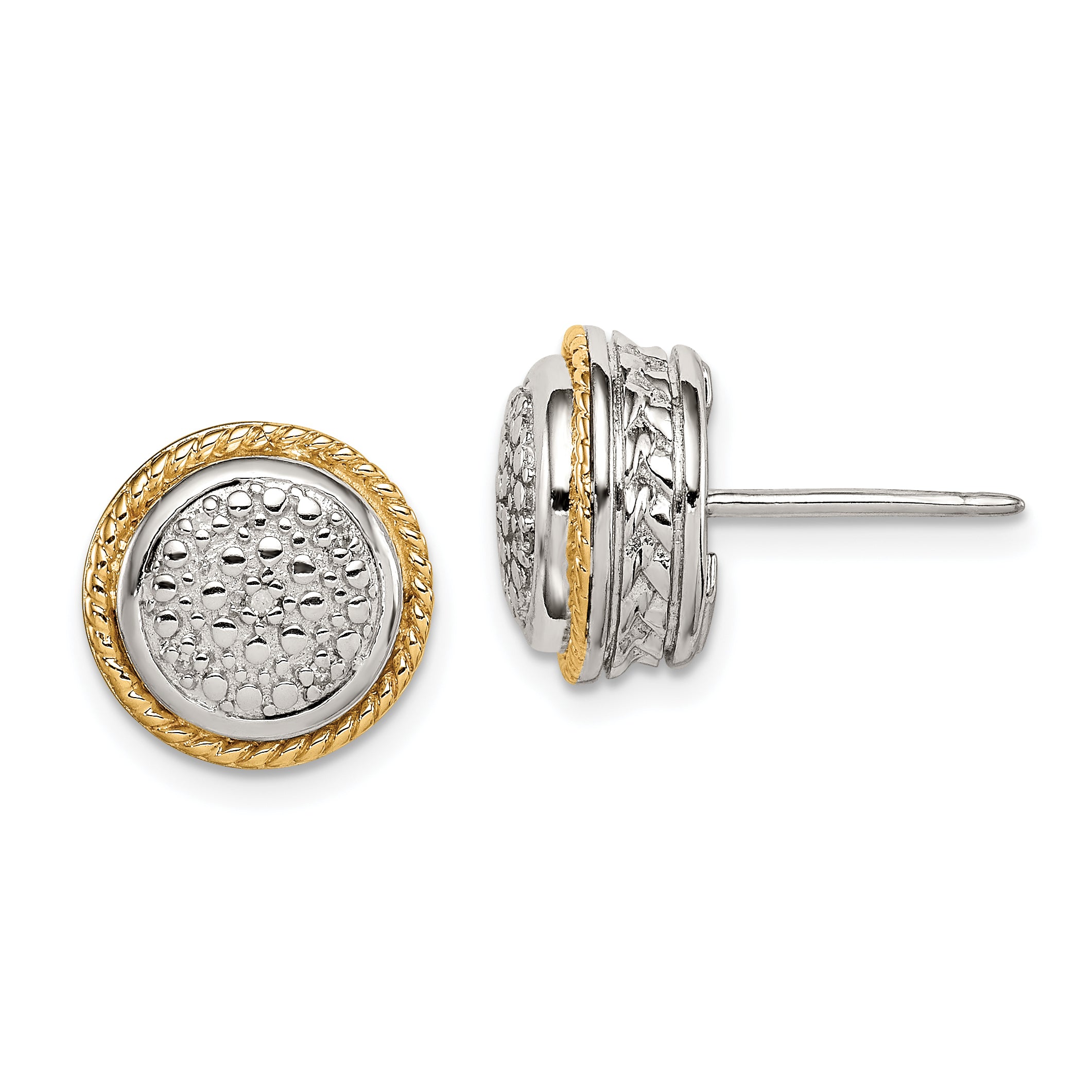 Shey Couture Sterling Silver Rhodium-plated with 14K Accent Polished Diamond Post Earrings