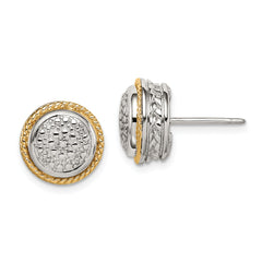 Shey Couture Sterling Silver Rhodium-plated with 14K Accent Polished Diamond Post Earrings